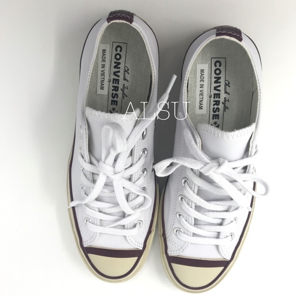 Converse Chuck 70 OX Leather White Dark Burgundy W - Picture 6 of 8